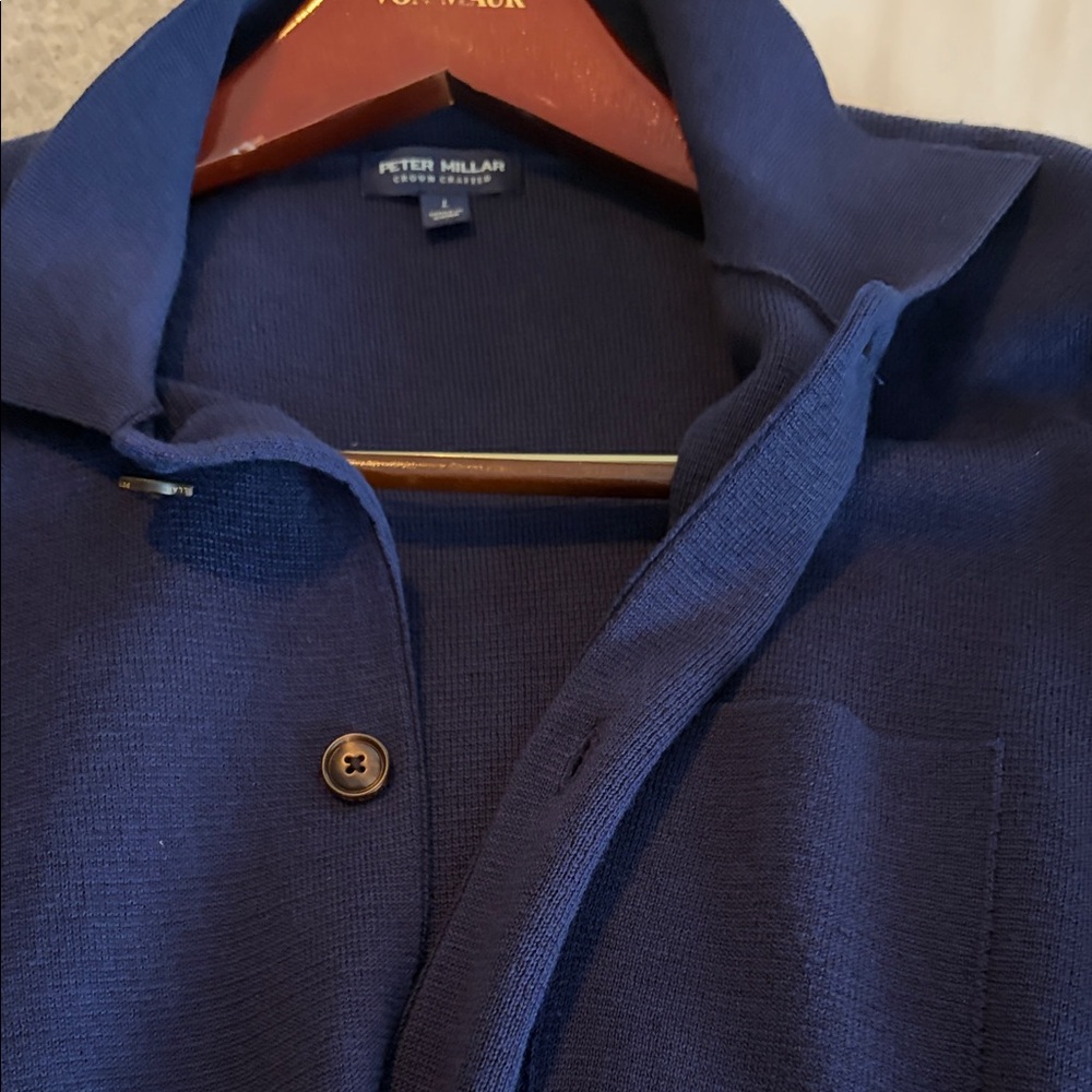 Peter Millar Navy Button-Up Shirt